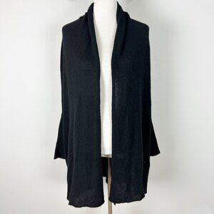 Subtle Luxury Black Cashmere Cardigan Sweater Long Open Front Size S/M Women's